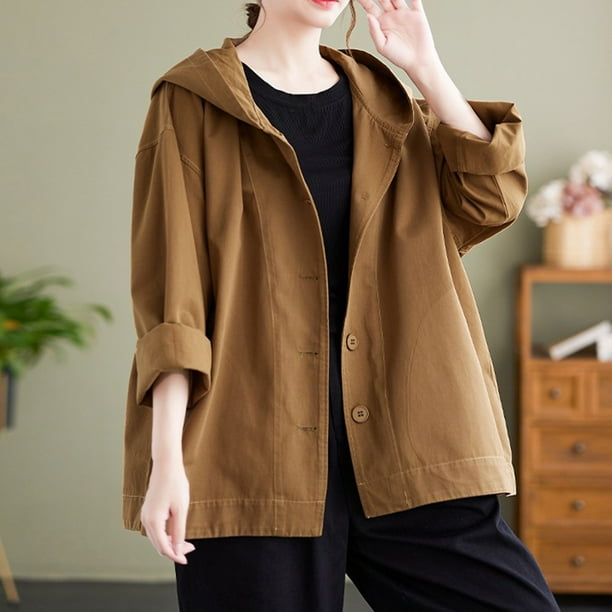 Chaquetas y abrigos casuales con capucha de manga larga CHAQUETA CON CAPUCHA Blusa para mujer