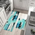 thumbnail image 2 of Turquoise Teal Modern Abstract Kitchen Rug Set,Black Grey Artistic Painting Decorative Runner Rugs with Rubber Backing,Throw Rugs Washable for Kitchen Sink,Laundry Room,Standing Desk,Boho, 2 of 6