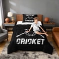 thumbnail image 2 of Erosebridal Vintage Cricket Twin Comforter Sets, Sport Bedding Set for Men and Boys, Black Reversible 2-Piece, 1 Comforter and 1 Pillowcase, 2 of 6