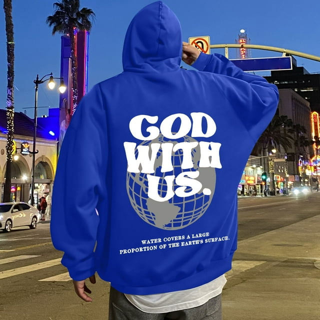 MHFRRA Sudadera con Capucha Estampada para Uso Diario Sudadera Informal para Mayor Comodidad y Estilo En Actividades Deportivas y de Ocio Azul