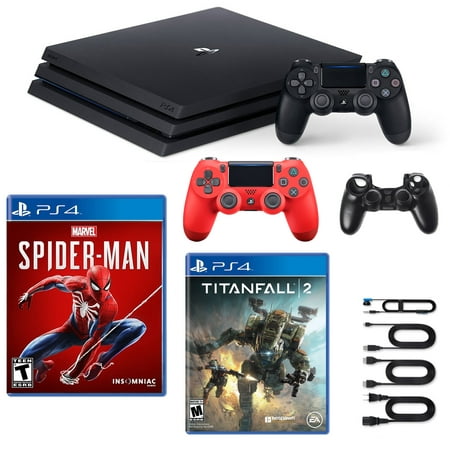 PlayStation 4 1TB Pro Console with Spider Man and Titanfall 2 Game with Accessories