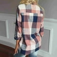 thumbnail image 5 of Baberdicy Womens Shirts Women Casual Matching Color Long Sleeve Button Loose Plaid Shirt Blouse Top Blouses for Women Orange, 5 of 9