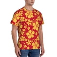 thumbnail image 2 of Bixox Men's Red Vintage Flowers Printed Short Sleeve Skinny Athletic T-Shirt, 2 of 6