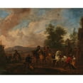 thumbnail image 2 of August Querfurt 18x15 Gold Ornate Wood Frame and Double Matted Museum Art Print Titled - The Departure for the Hunt, 2 of 4