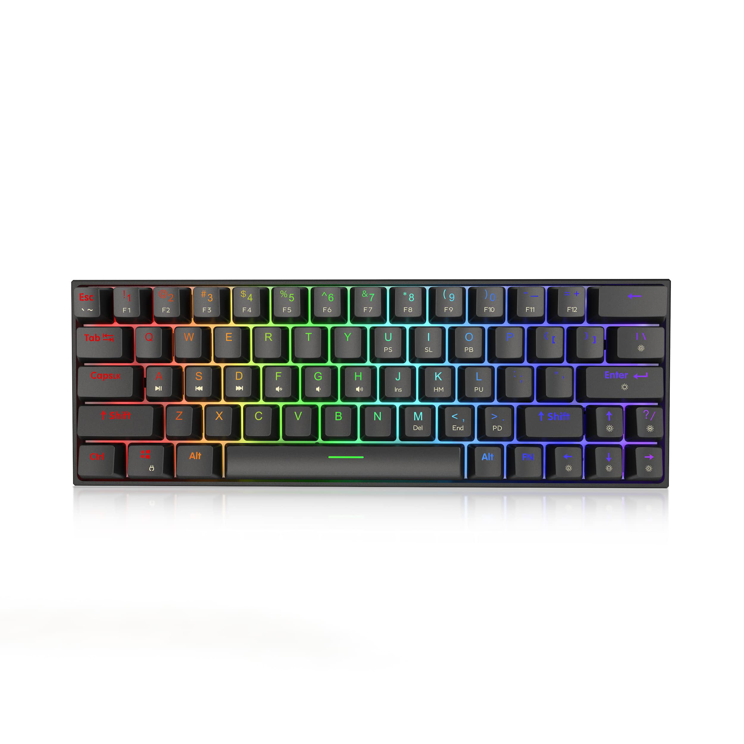 Ractous RTK63 60% Mechanical Gaming Keyboard True RGB Backlit Type-C Wired  ABS doubleshot keycap 63Keys Portable Mini Ultra-Compact Keyboard with Full  Key Programmable-White (Red Switch) : Buy Online at Best Price in
