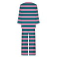 thumbnail image 4 of Kaemgyyd 2 Piece Pajama Set for Women Stripe Crew Neck Sleepshirt Wide Leg Pants Soft Lounge Pjs Set Sleepwear for Women, 4 of 5