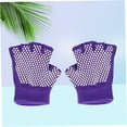 thumbnail image 4 of LOLIPPYY Breathable Knitted Half Finger Gloves Purple Cotton Non Slip Gloves for Workout, 4 of 8