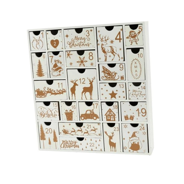 Calendario de Adviento Navideño, Caja para Llenar con Adornos Creativos Blanco