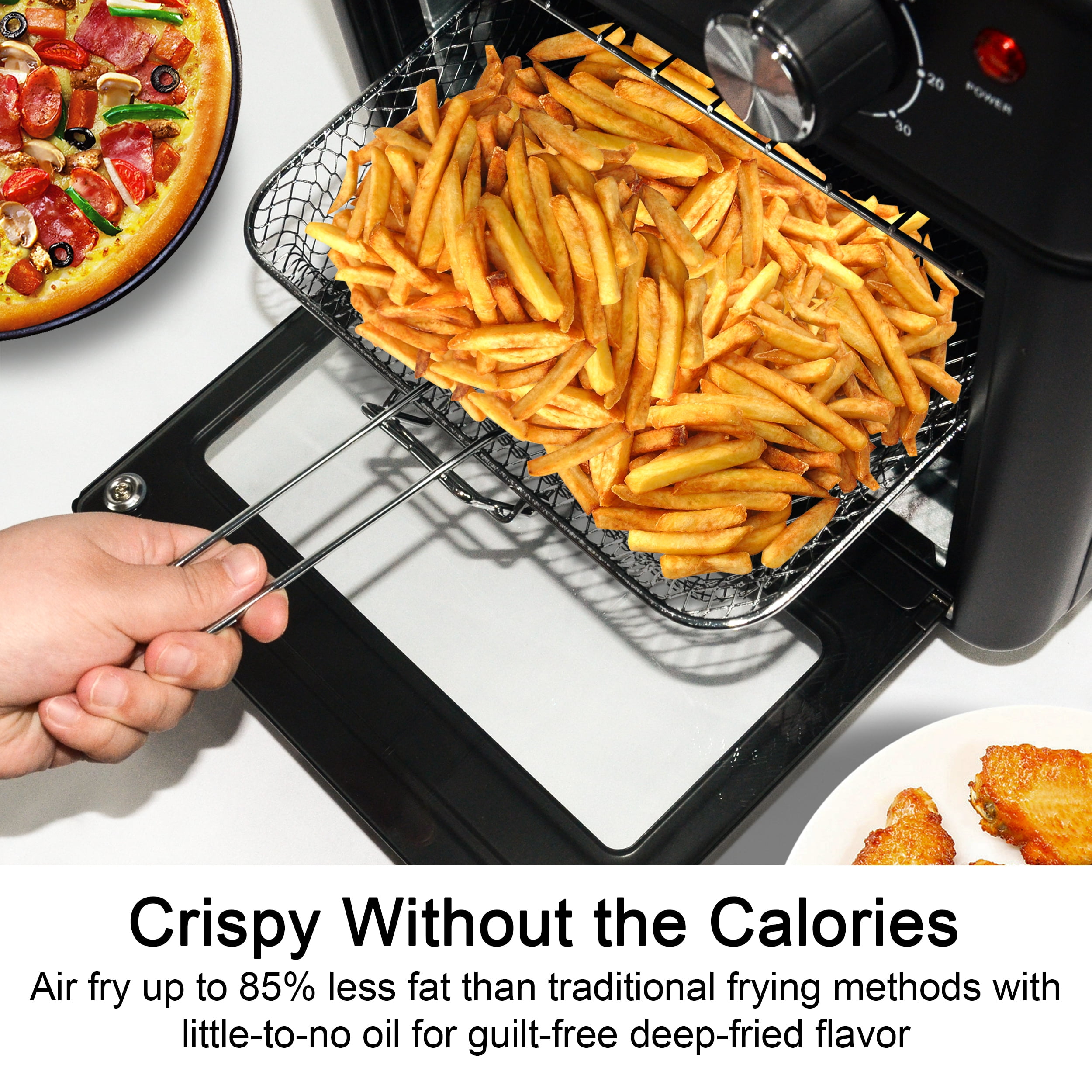 Homlixry Air Fryer Toaster Oven Combo, 14QT 7 in 1 Oil-Less Air Fryer with Warm, Broil, Toast, Bake, Air Fry, Black