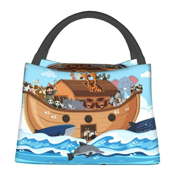 Fotbe Animals on Noah's Ark Bolsa Térmica Portátil con Estampado, Bolsa de Entrega de Alimentos Aislada, Bolsa Reutilizable de Gran Capacidad para Comidas y Supermercado