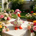 thumbnail image 6 of RUINIXCW 7 Inch Desk Goose Outfits Desk Duck Outfit Mini Porch Goose Outfit  for Desk Goose Figurine Summer Desktop Goose Clothes Pink Tulle Princess Dress and Hat and Hat Set (No Goose), 6 of 9