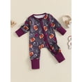 thumbnail image 3 of Suealasg Baby Girl Boy Pajamas Jumpsuits Long Sleeve Round Neck Football Print Zip Up One-Piece Pajamas Infant Footie Pjs Newborn Rompers Sleepwear, 3 of 7