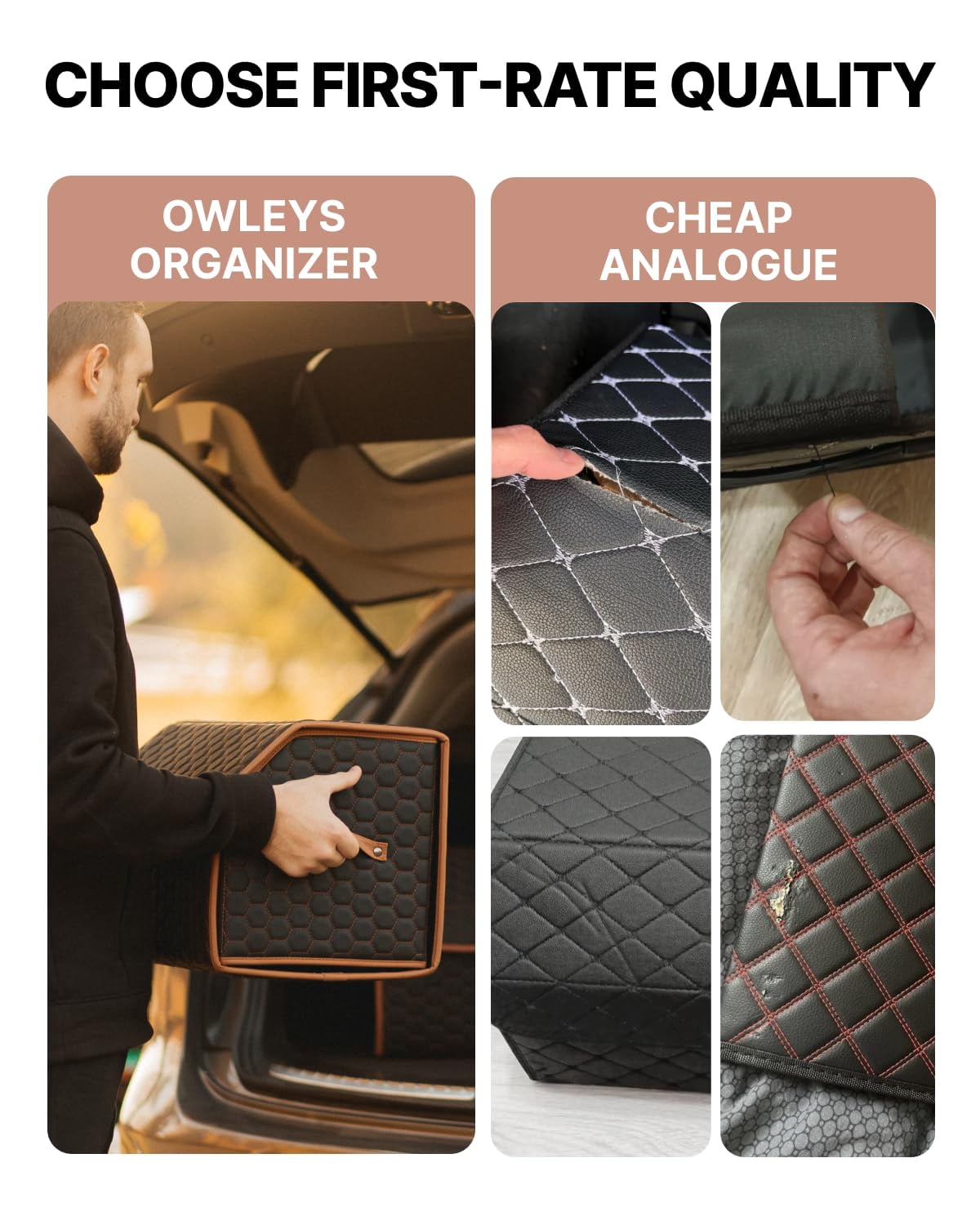 Owleys Premium Foldable Trunk Organizer for SUV | Car Trunk Storage Organizer | Car Trunk Organizer for SUV | Car Box Organizer Trunk | SUV Cargo Organizer | SUV Organizer 17 in Hexy