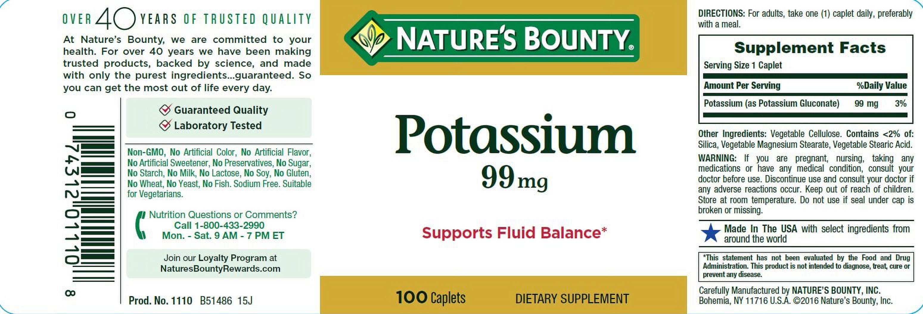 Nature's Bounty Potassium Essential Nutrient Fluid Balanced, 100ct, 3-Pack