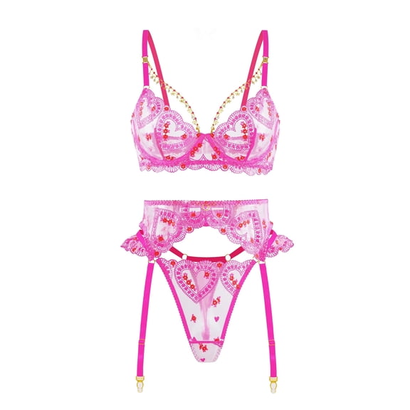 Gabrielle Love Chain Lingerie Set (PINK, S)
