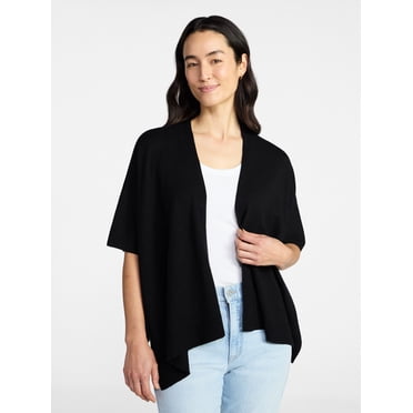 Time and Tru Women's Open Front Knit Wrap with Soft Feel, Lightweight, Sizes Small to Plus Size