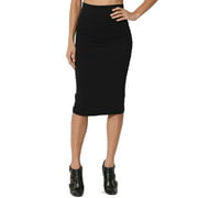 TheMogan Women's PLUS Premium Ponte Stretch Knee Length Midi Pencil Skirt Office