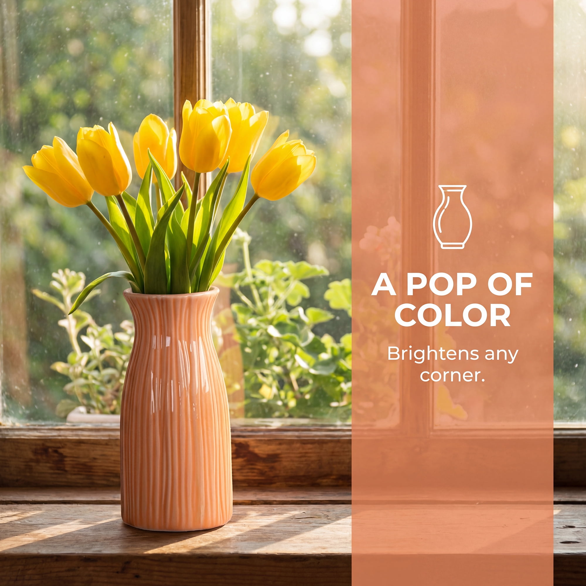 Unique Bargains Modern Cylinder Matte Ribbed Flower Vase Orange 2.4"L x 2.4"W x 5.1"H