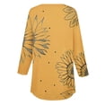thumbnail image 4 of Yellow Womens Tops 3/4 Length Sleeve Womens Tops 2025 Spring Neck Casual Print Tunic T Shirts Three Quarter Length Womens Tops Shirts for Women, 4 of 5