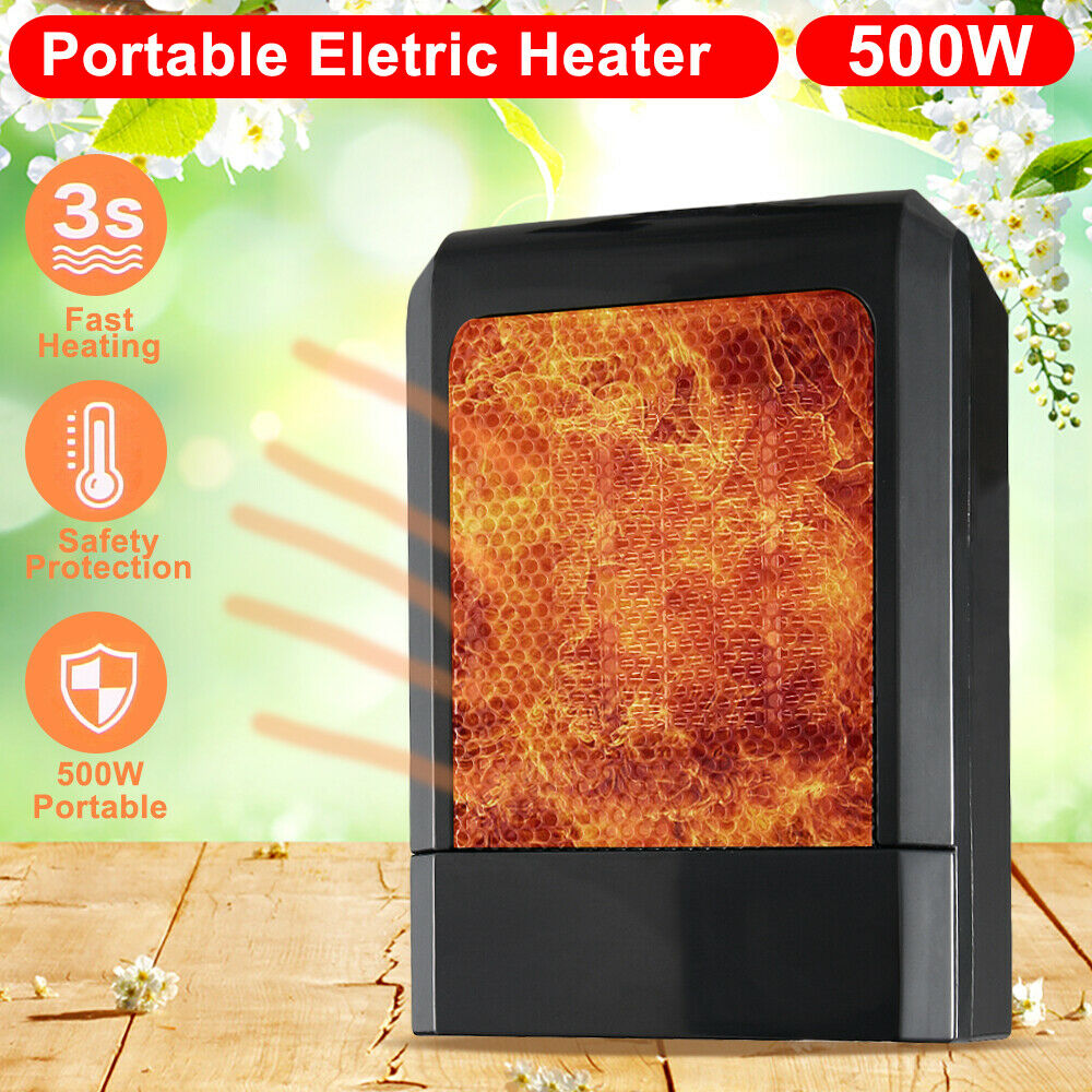 500W Mini Portable Electric Heater Home Office Space Heating Portable Fan Silent