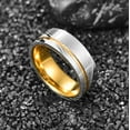 thumbnail image 5 of Damascus Steel Band Gold Groove Two Tone Ring Comfort Fit Inner Ring for Men Size 7-12, 5 of 5