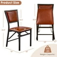 thumbnail image 3 of VECELO Set of 2 Metal Folding Chairs, High Back PU Upholstered Dining Chairs with Metal Frame, Modern Style Folding Chairs for Kitchen, Dining Room, Space Saving Design, Brown, 3 of 12