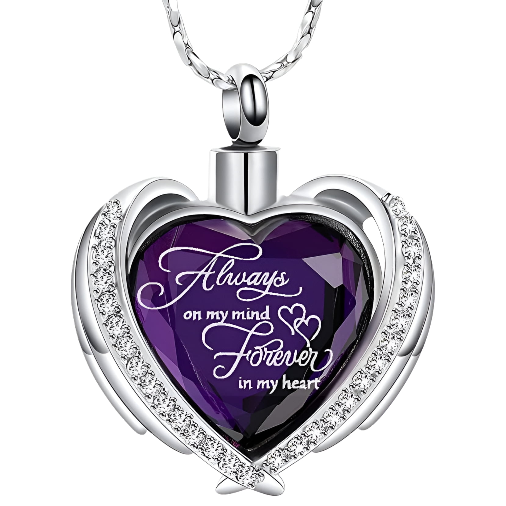Crystal Heart Urn Necklace Mini Keepsake Cremation Jewelry Angel Wing Heart Urn Pendant