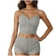 thumbnail image 2 of Conjunto de pijama de poliéster para mujer, de moda, de color liso, fino, holgado e informal, con camisetas sin mangas y pantalones cortos., 2 of 7