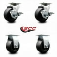thumbnail image 2 of 4 Inch Polyolefin Caster Set with Roller Bearings 2 Brakes 2 Rigid SCC, 2 of 2