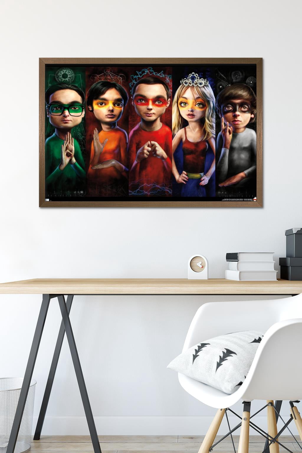 The Big Bang Theory - Faces Wall Poster, 22.375" x 34", Framed