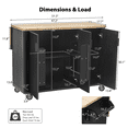 thumbnail image 2 of Harper & Bright Designs Fluted Kitchen Island with Drop Leaf, Farmhouse Kitchen Island on Wheels with Internal Storage Rack, Rolling Kitchen Cart with Towel Rack for Dining Room, Black, 2 of 16