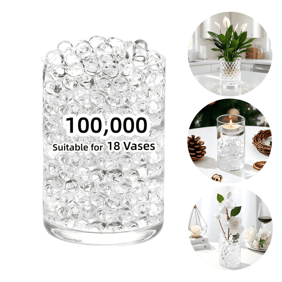 Transparent Vase Filler Beads, 100,000 Clear Beads for Vases, Floating Candles, Christmas Decoration, Wedding Centerpiece, Floral Decoration