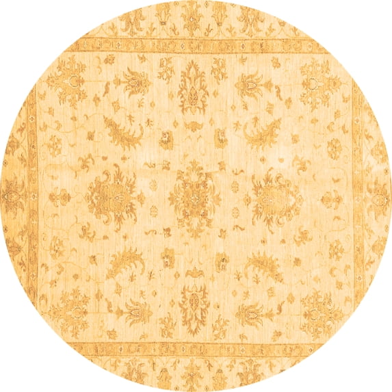 Ahgly Company Indoor Round Oriental Brown Modern Area Rugs, 3' Round