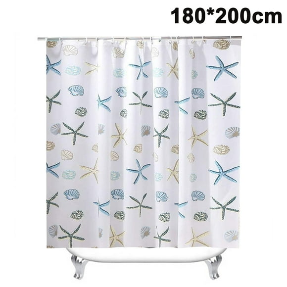 Shower Curtain Eco-Friendly Waterproof Bathroom Curtains Ocean Theme Semi Translucent Shower curtain Liners with Rustproof Grommets and Curtain Hooks