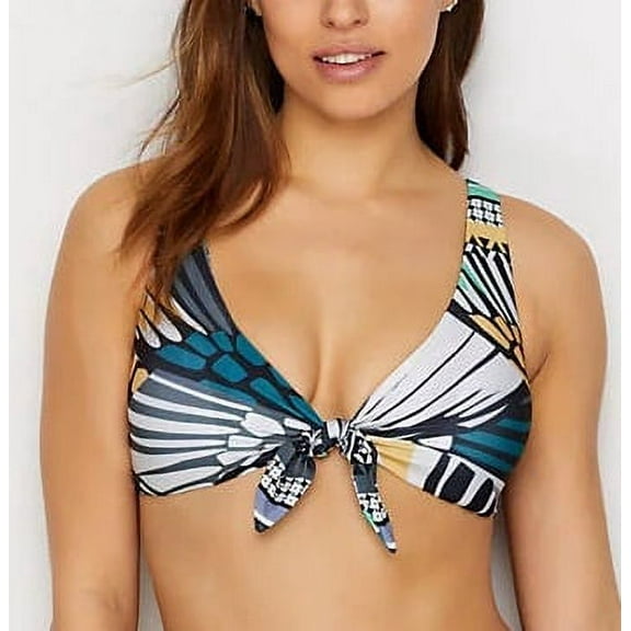 BECCA Fern/Black Handkerchief Reversible Bikini Swim Top, US Small/F, NWOT