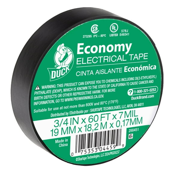 Duck Brand 0.75" x 60 ft. x 7 mm, Black Auto Electrical Tape