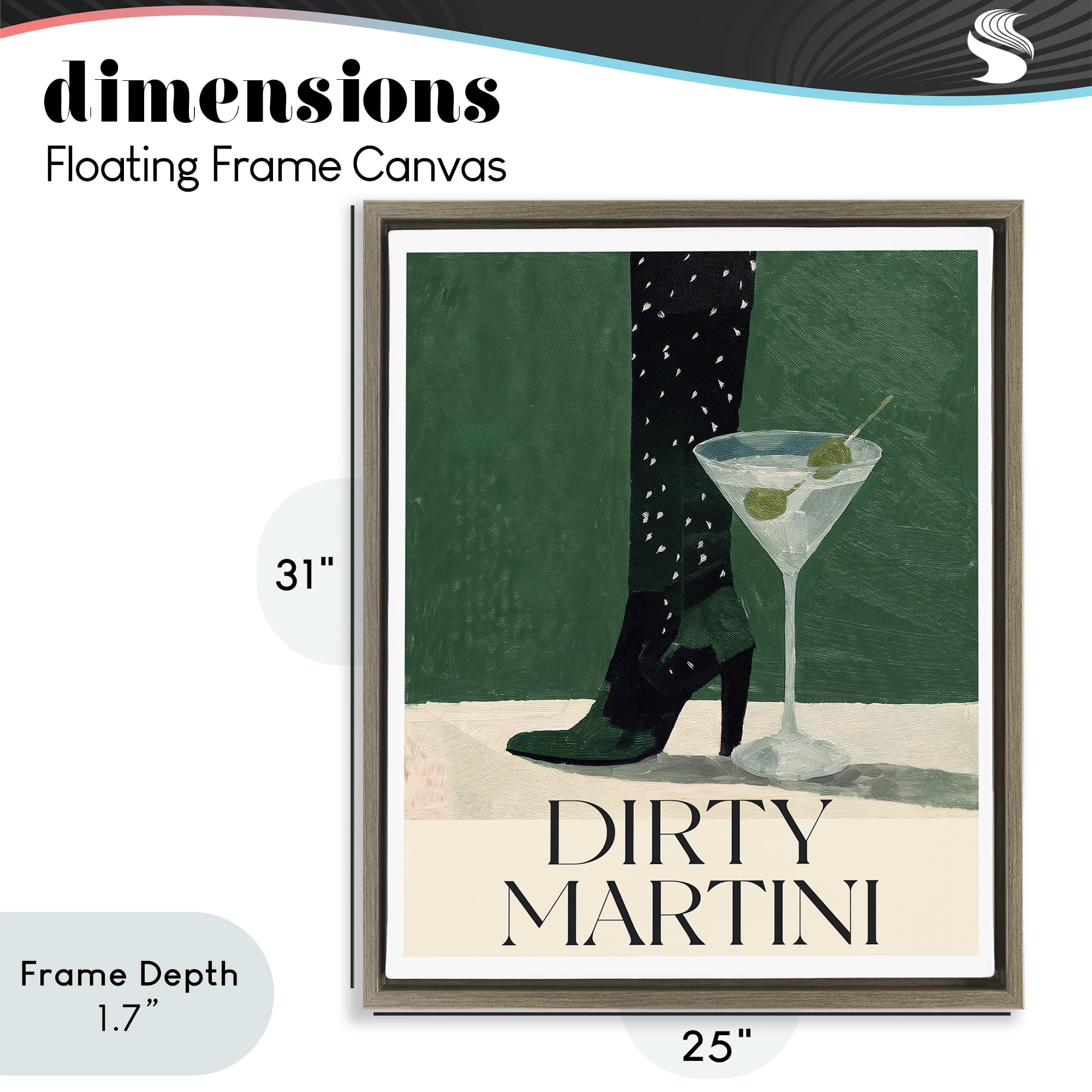 Stupell Industries Dirty Martini Stylish Heel Brown Framed Floater Canvas Wall Art, design by Lettered and Lined