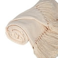 thumbnail image 3 of Parkland Collection Premium Cream Color Cotton Throw for Sofa and Living Space with Tassels, 3 of 4