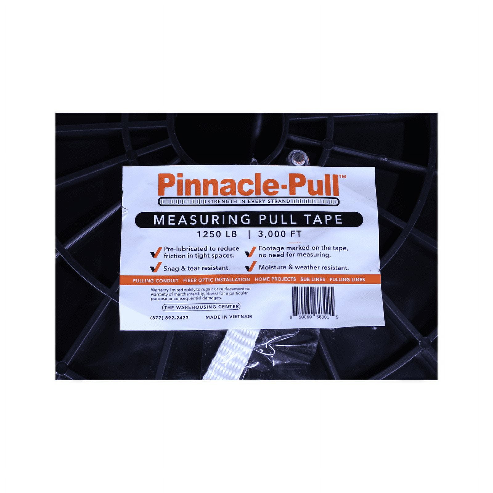Pinnacle Pull 1/2" x 3000', 1250lb Measuring Pull Tape, Mule Tape, Low Stretch!