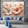 thumbnail image 2 of Mudket Blush Pink and White Flowers with Gold Trim Canvas Wall Art, Framed Floral Print, Ready to Hang Wall Decor for Living Room Bedroom, Luxury Artwork - 12"L x 8"W, 2 of 10