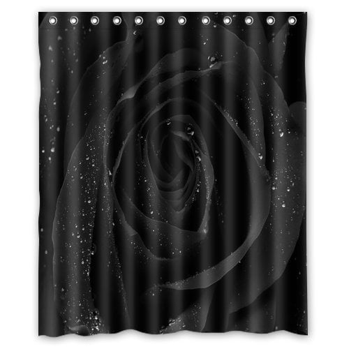 MOHome Beautiful Black Rose Shower Curtain Waterproof Polyester Fabric