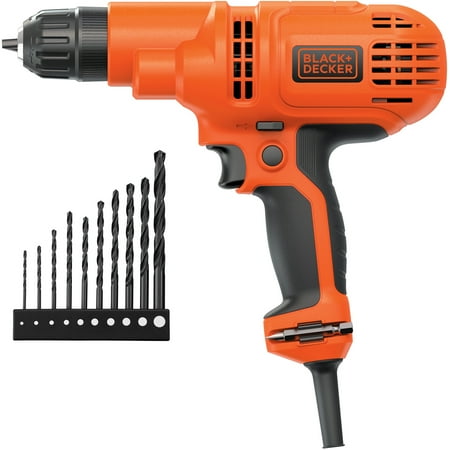 BLACK+DECKER 5.2Amp 3/8-Inch Corded Drill With 10 Bonus Drill Bits,