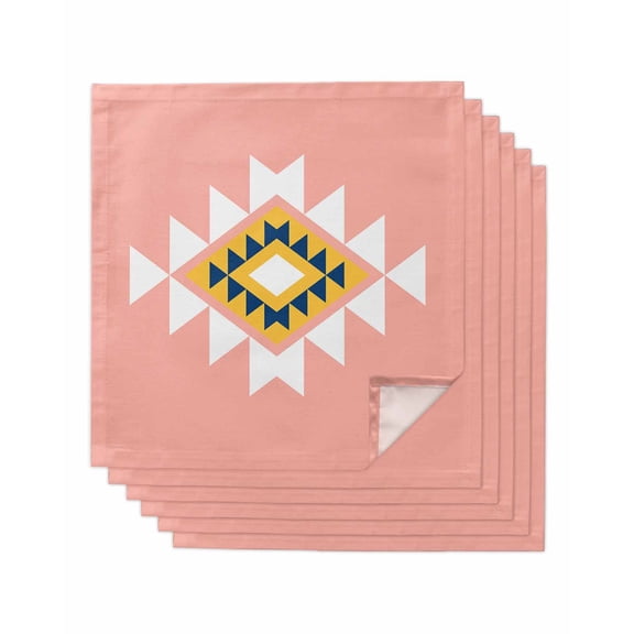nqOlkjepod Pink Black Yellow Boho Cloth Napkins Set of 6 Reusable Dinner Napkins, Simple Romantic Abstract Geometric Cocktail Napkin Washable Table Napkins for Wedding/Party/Baby Shower 20"x20"