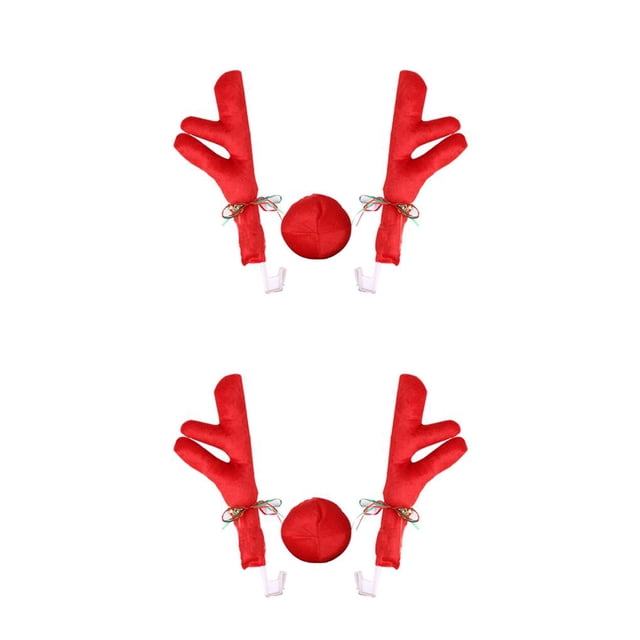 Riwesomey 3 unids/set ciervos Navidad decoración coche vehículo nariz cuerno disfraz Kit Navidad cuernos adornos Auto decoración rojo 2piezas Riwesomey CBP106131