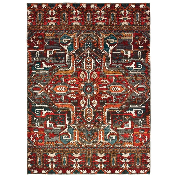 Eloisa Contemporary Southwestern Area Rug, Red/ Orange, 5' x 8'