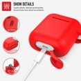 thumbnail image 3 of Coffea Protective Silicone Case with Keychain for AirPods 1 & 2 (Front LED Not Visible) (Red), 3 of 7