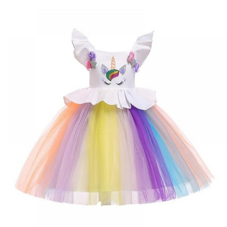 

SYNPOS Flower Girls Unicorn Costume Pageant Princess Party Dress 2-8 Years