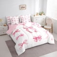thumbnail image 3 of Manfei Cute Bow Girl Twin Bedding Sets 7-Piece,Dreamy Princess Bedding Comforter Set Microfiber,Kawaii Ribbon Bow Knot Breathable Sheet Sets,Luxury Bedroom Decor,Reversible, 3 of 8