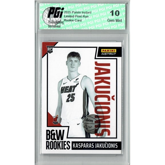 Kasparas Jakucionis 2025 Panini Instant #BWR-14 Black & White Rookie Card PGI 10