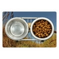 thumbnail image 1 of Hunting Pet Mat for Food and Water, Purebred Labrador Retriever Jumping in a Field Blue Sky Rural Outdoors Photograph, Non-Slip Rubber Mat for Dogs and Cats, 18" X 12", by Ambesonne, 1 of 2